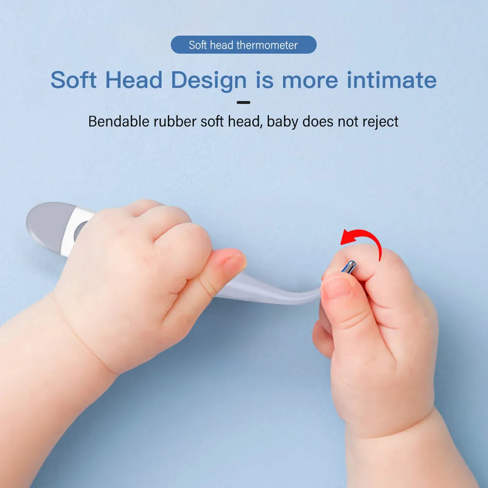Termómetro electrónico de cabeza blanda digital para medir la temperatura oral y axilar, ideal para adultos y niños.