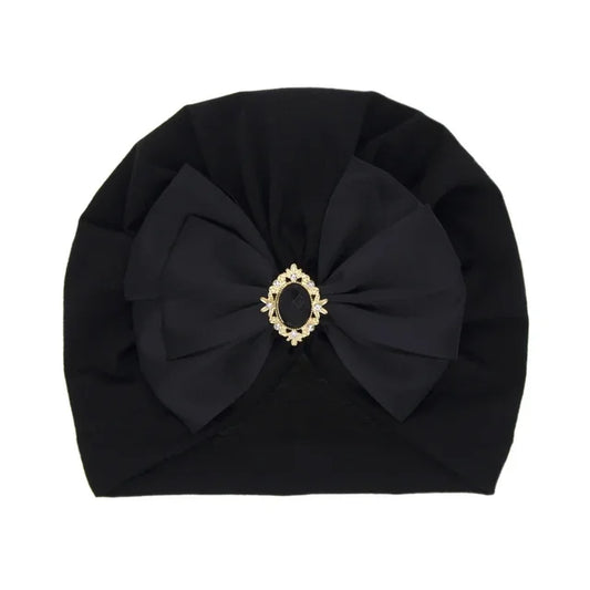 Brilhante Rhinestone Bowknot Cotton Hat da menina do bebê, infantil chapéu indiano, macio, Skin-Friendly, bonés, moda turbante, artesanal, arcos Headwear, bonito