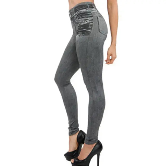 Vaqueros multibolsillos para mujer, pantalones de cintura alta, pantalones pitillo elásticos estampados, pantalones combinables, informales