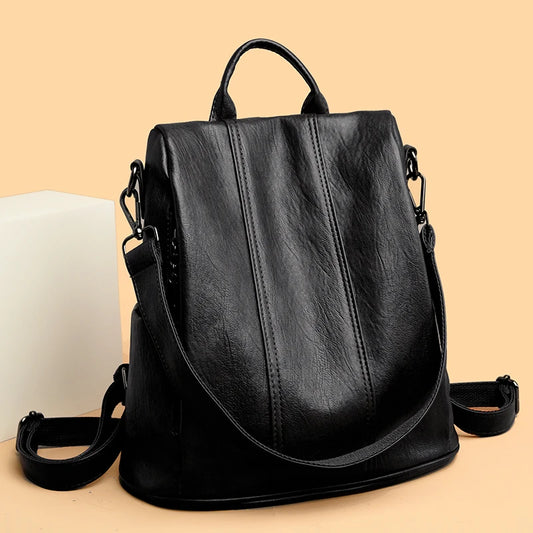Brand Luxury Backpacks Soft Leather Waterproof Bagpack Young Ant-itheft Student Bags Multifunction Mochilas Feminina Sac A Dos