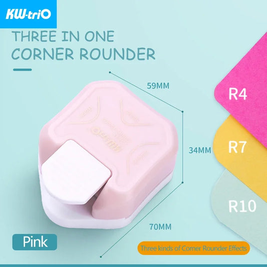 3-in-1 Corner Rounder Border Punches for Scrapbooking Diy Mini Corner Cutter R4/R7/R10mm Circle Trimmer Punch Office Supplies