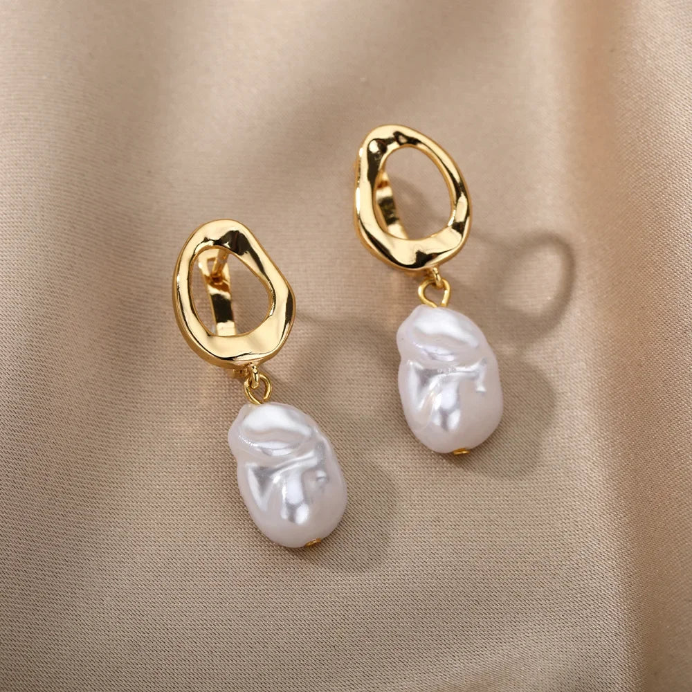 Heart Stainless Steel Earrings for Women Zircon Gold Color Hoop Earring Aesthetic Waterproof Ear Piercing Jewelry Accessories