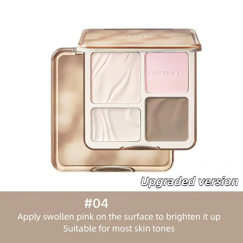 Paleta de bronceadores y iluminadores Judydoll, maquillaje nude, sombras faciales 3D naturales para la nariz, larga duración, resistente al agua, cosméticos de maquillaje.