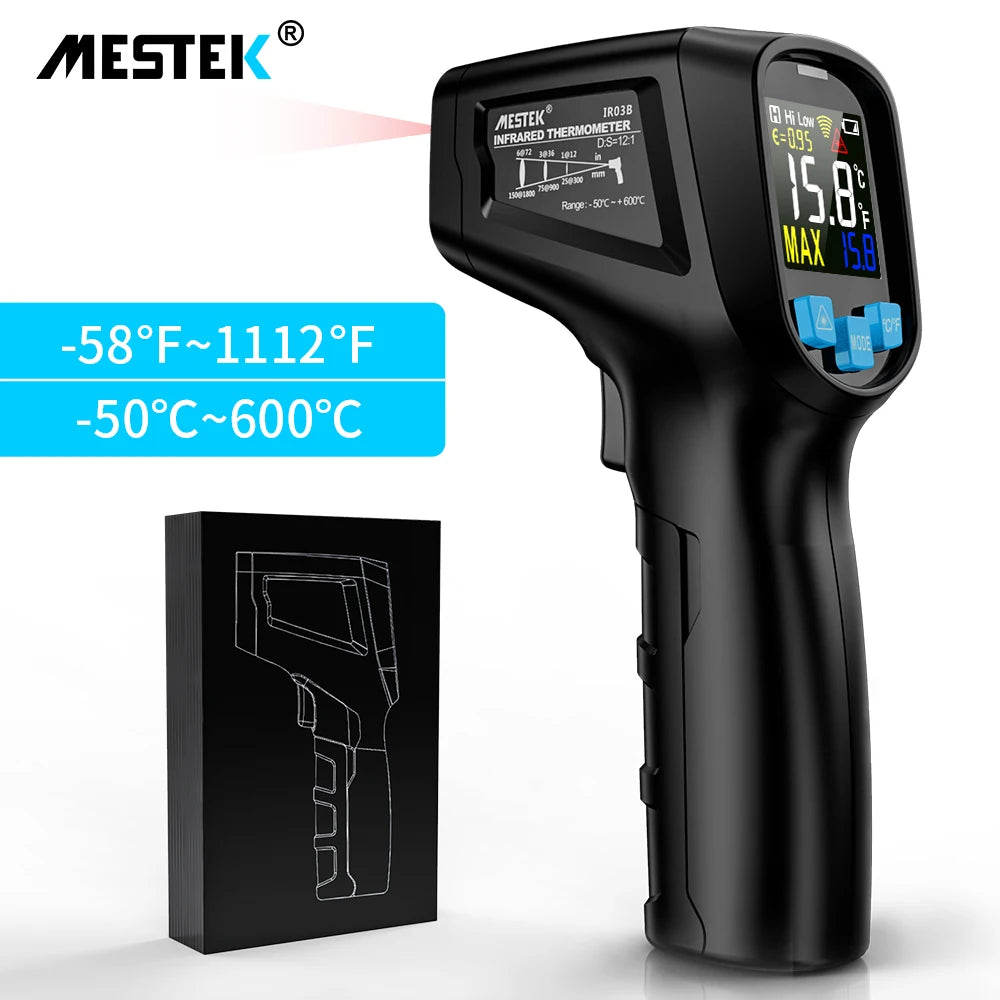 -50 to 800 Degree Mestek Digital Infrared Thermometer Laser Temperature Meter Non-contact Pyrometer Hygrometer IR Thermometer