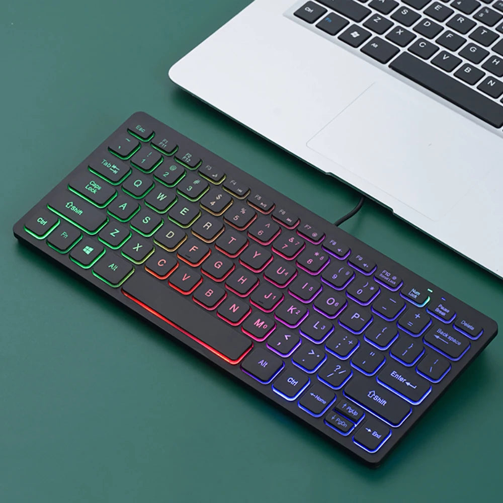 78 key Backlit Wired Keyboard Mini Small Laptop External Keyboard Portable Ultra-Slim Tablet Keyboard