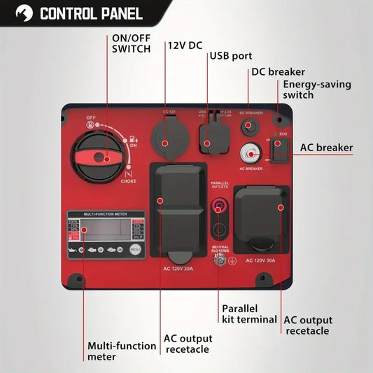 Generador de gas inversor de 3600 W con conexión en paralelo, ligero y portátil, HB5035A, sin batería