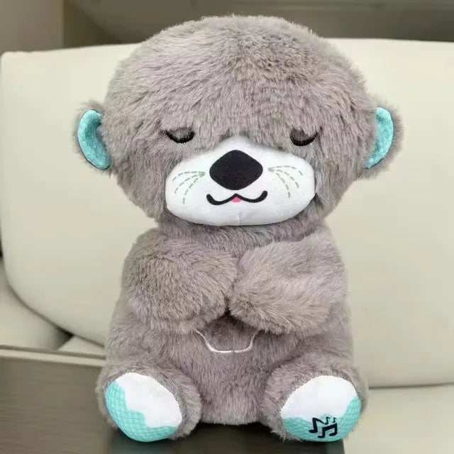 Baby Toy Doll, Breathing Bear, Newborn Sleep Relaxation Playmate, Otter Toy, Gentle Sleep Music, Light Plush Toy with Sound, Gif