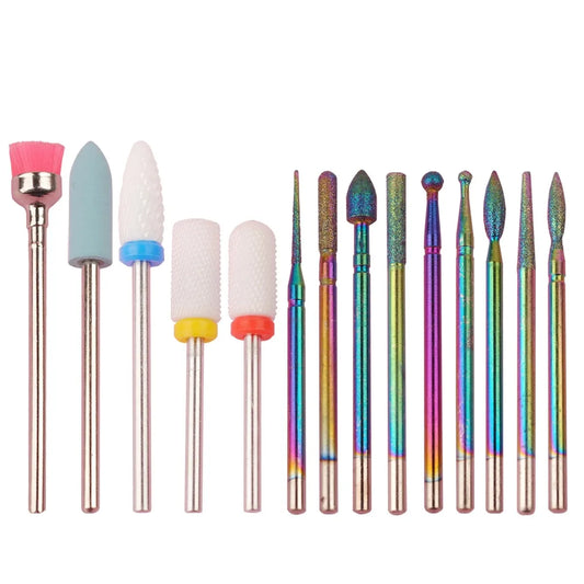 13 Pcs/box Professional Ceramic Nail Drill Bit Set Electric Manicure Nail File Bit For Acrylic Gel Nails And Cuticles