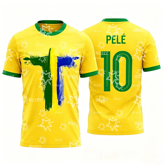 2026 Pelé Brazil Team Football Jersey Match & Training Kit Summer Sports Men's T-Shirt Children's Clothing Tee Y2k Woman