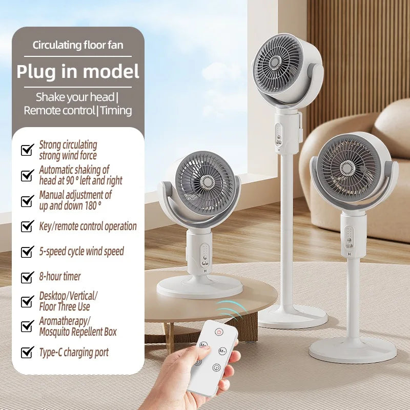F1 Air Turbine Circulation Fan Floor-standing Fans Adjustable Air Circulating Fan Adjustable Height Timing Control Rechargeab