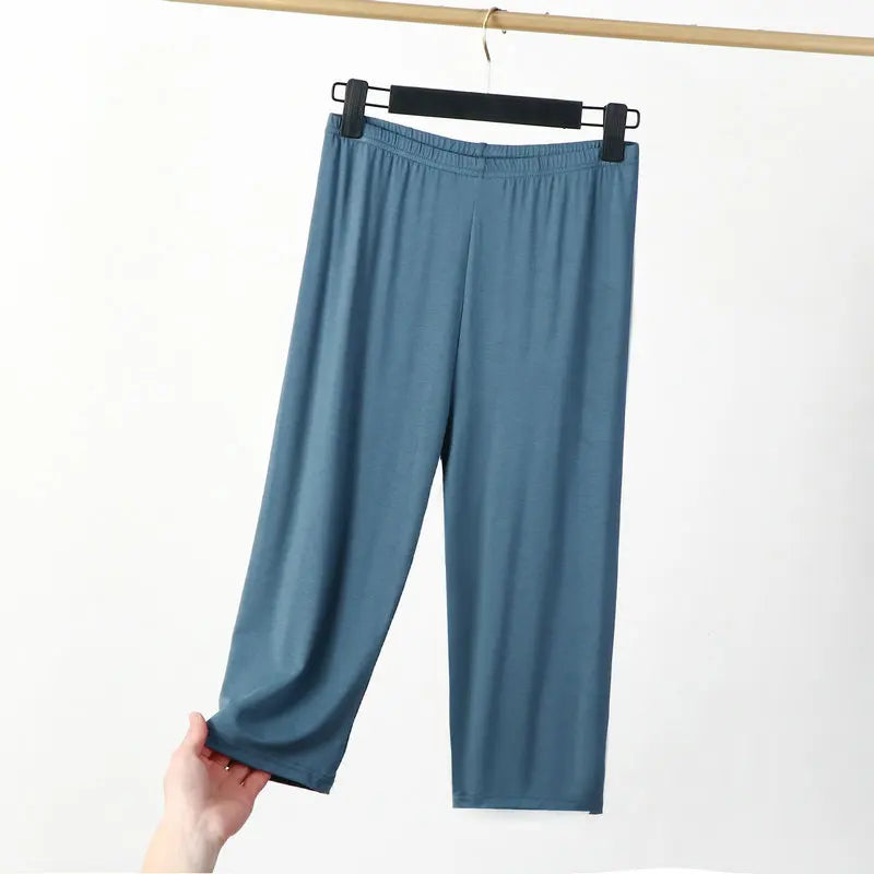 XL a 8XL verão modal leggings bezerro comprimento cintura alta tamanho grande estiramento casual emagrecimento básico calças curtas calças de dormir