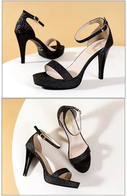 Zapatos de tacón súper alto 2023 para mujer, zapatos de punta abierta, zapatos de fiesta de boda, sandalias de verano, plataforma de moda, tacones finos