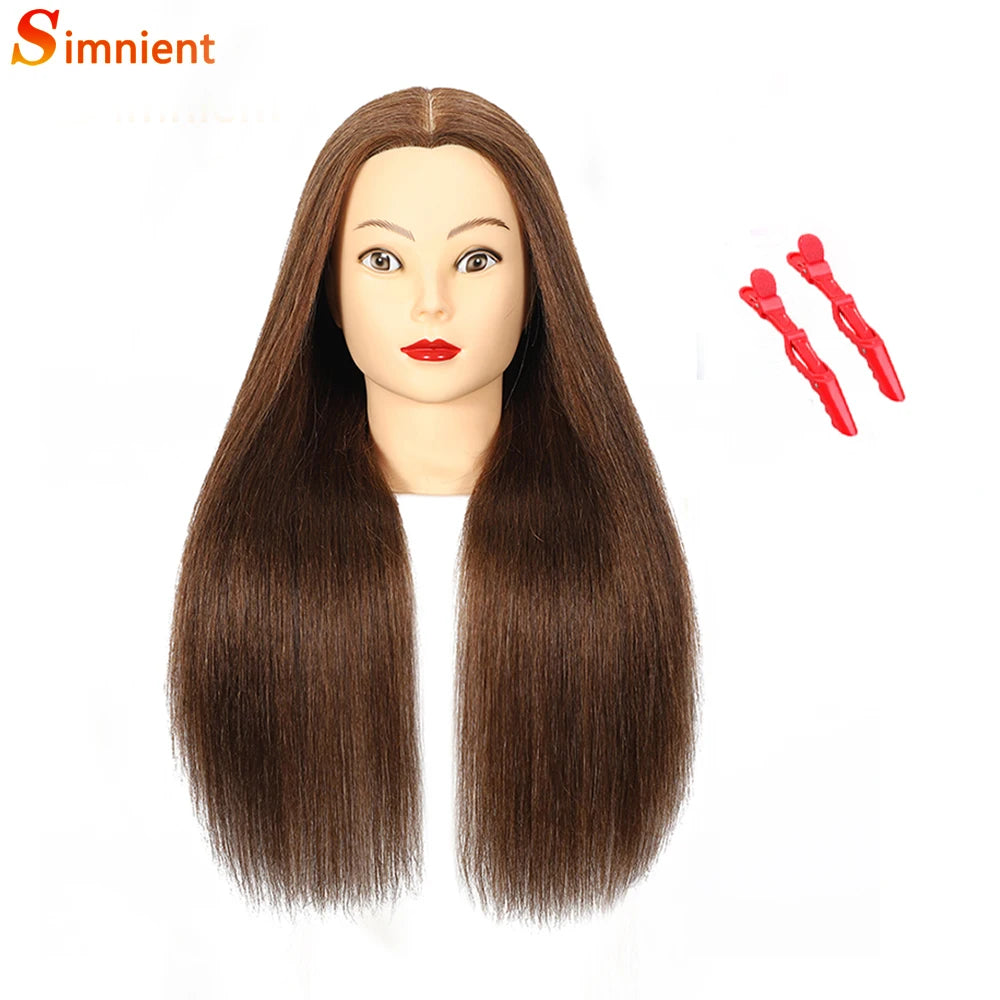 Simnient 100% cabeças de manequim de cabelo humano com para treinamento de cabelo estilo solon cabeleireiro manequim cabeças de boneca para prática de penteado