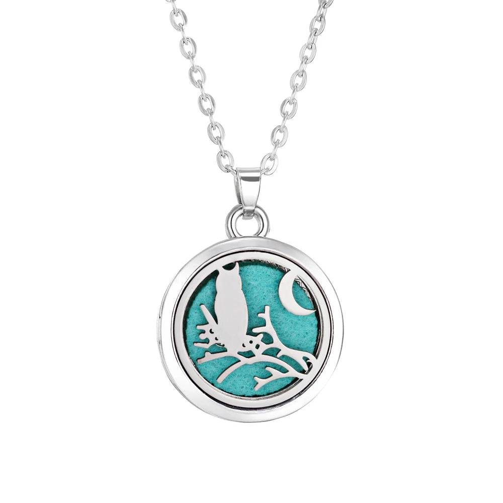 Tree of Life Aromatherapy Necklace Perfume Essential Oil Diffuser Alloy Stainless Steel Locket Pendant Aroma Diffuser Necklace