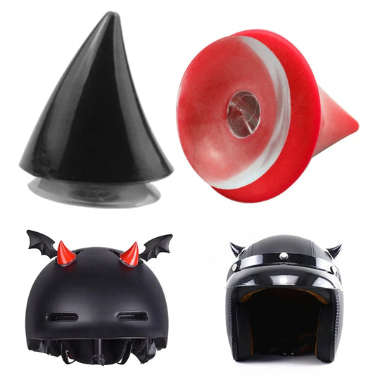 2 pçs capacete da motocicleta bonito canto chifre de borracha decoração motocross rosto cheio fora da estrada capacete decoração moto acessórios do carro