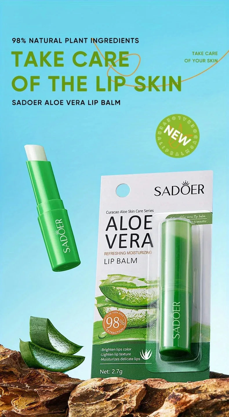 Bálsamo labial de aloe vera. Nutritivo, refrescante, hidratante y humectante. Previene el agrietamiento y repara los labios. Suave y no irrita.