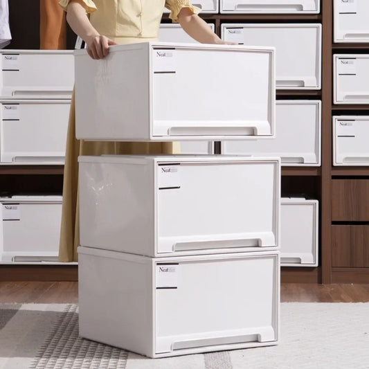 Wardrobe Storage Box High-capacity Drawer Style Stackable Container Transparent Plastic Containers for Household Use Storage