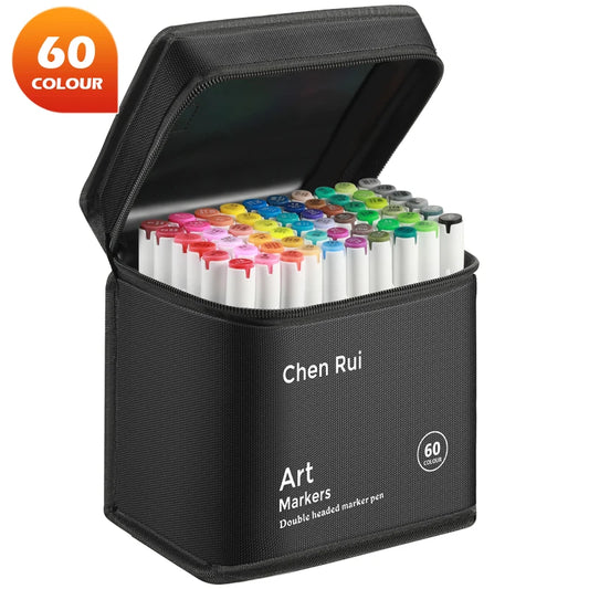 Professional Art Marker Set, Artist Drawing Alcohol Markers, Dual Tip (Brush Tip + Broad Tip) for Coloring, Painting Supplies, Gift