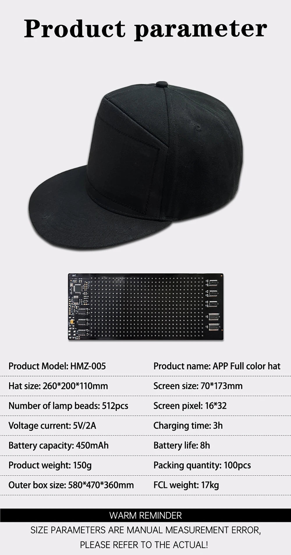 Pantalla de luz LED DIY, matriz inteligente, gorras de béisbol con Bluetooth, control por aplicación, decoración genial para fiestas de hip hop