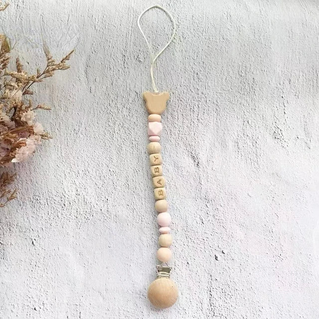 Clip para chupete con nombre personalizado, estilo nórdico, cadena para chupete de recién nacido, accesorio para bebé, colgante, 1 o 2 unidades