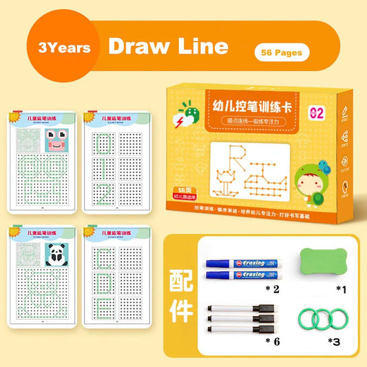 Children Montessori Drawing Toys Pen Control Training Color Shape Math Match Game Set Toddler Learning Educational Toys for Kids