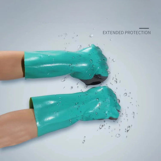 Guantes de trabajo de seguridad reutilizables, resistentes al ácido y al desgaste, de goma antideslizante y anticorte.