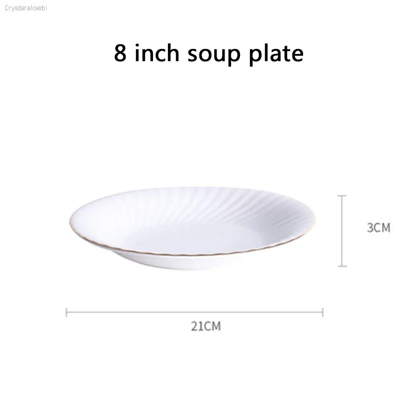 1pc Dish And Plates Bone china Dinner Set China Health Tableware White Ceramic Fruit tray Soup plate Bowl Dish Gift Porcelain
