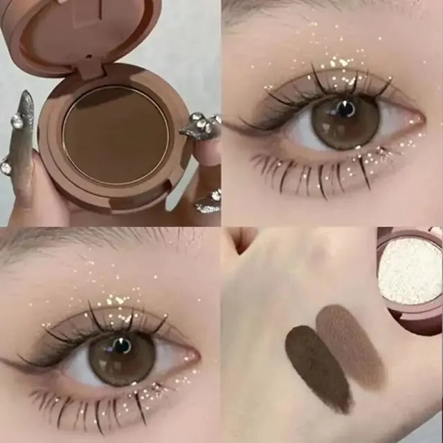 Paleta de sombras de ojos con purpurina color carne, 3 Warna, Kosmetik Pelbagai Fungsi Pembayang Mata Sandwich Tricolor nacarado Macaron Eyesha