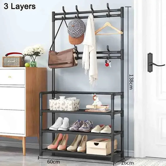 Multi-Layer Shoe and Hat Rack Household Multifunctional Shoe Racks Floor Standing Dormitory Floor Standing Sneaker Coat Cabinet