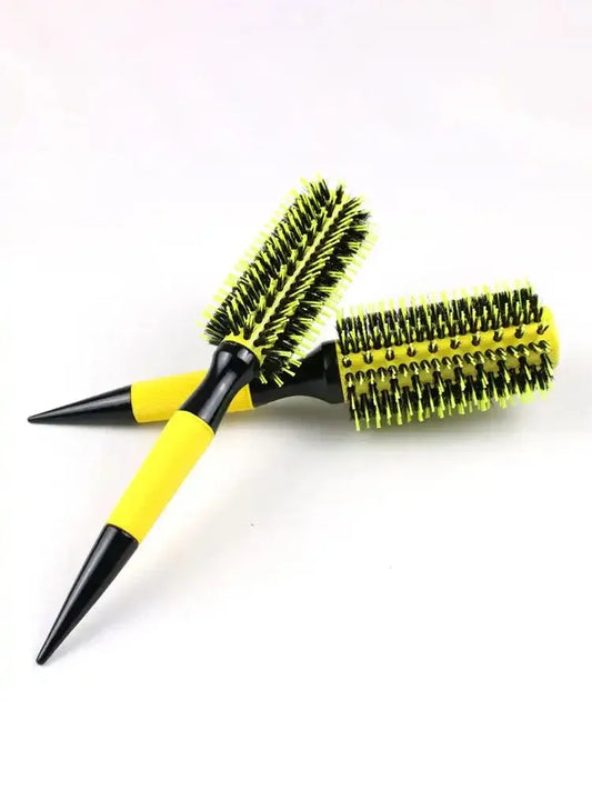 Peine rizador de cabello con aguja de nailon y cerdas de tubo de aluminio amarillo, disponible en comercio exterior transfronterizo, nuevo peine con rodillo de cola puntiaguda.