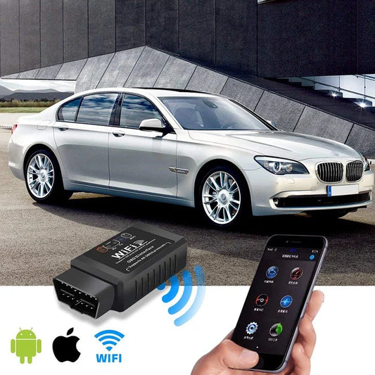 Escáner OBD2 WIFI ELM327 V1.5, lector de códigos de coche, herramienta de diagnóstico para iPhone, iOS y Android, detector de fallas automotrices.