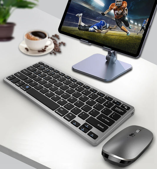 Conjunto de teclado y ratón inalámbrico multimedia JOMAA 2.4G + Bluetooth y ratón ergonómico para iPad, PC de escritorio y portátil