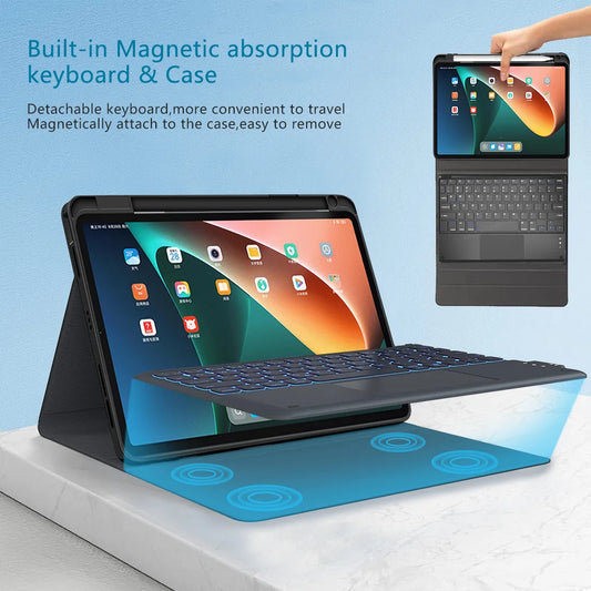 Funda con teclado para Xiaomi Mi Pad 6 Pro, funda con teclado para Redmi Pad SE de 11 pulgadas (2023), funda para tableta MiPad 5 Pro con teclado