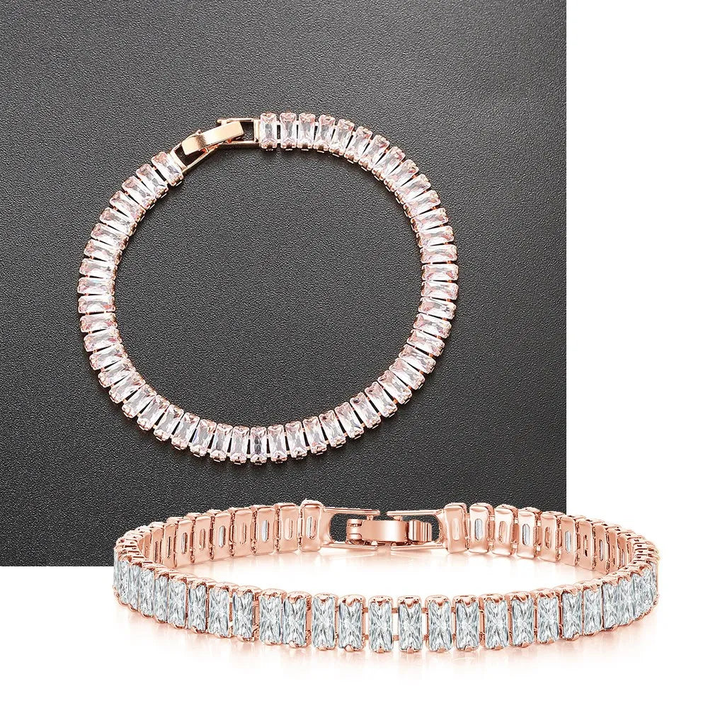 Pulseras de tenis de cristal arcoíris para mujer, color plata Kpop, regalos para amigas, cadena de brazalete de circonitas coloridas, joyería para la mano H167-M