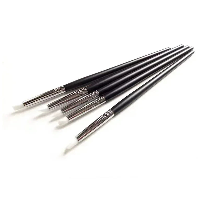 Juego de 5 pinceles de silicona para decoración de uñas, punta de esmalte de gel UV, imagen 3D, pinceles para punteado, herramienta de manicura DIY