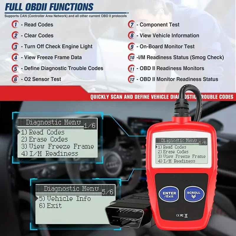 OBD2 Scanner Bluetooth is suitable for ISO, VPW, PWM bus systems and CANBUS systems OBDII Automotive diagnostic Scan tool Engine