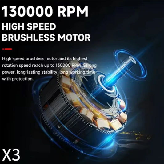 Miniventilador turbo eléctrico con 3 velocidades ajustables, 130.000 RPM, velocidad del viento de 52 m/s, herramienta para limpiar el ordenador del coche.