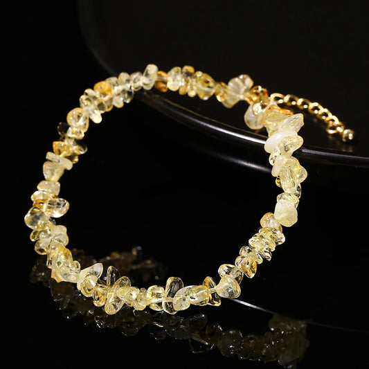 Pulsera de cuarzo citrino natural JD con chip irregular para chakras, joyería de moda para mujer, curación Reiki, regalos de cumpleaños ajustables