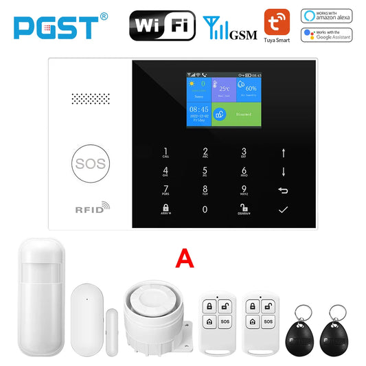 PGST Residential Tuya Smart GSM WiFi Alarm System for Home Wireless Security Alarm House Smart Life App Control works with Alexa