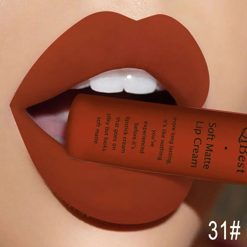 Lápiz labial líquido mate resistente al agua, brillo labial aterciopelado de larga duración, tubo mate nude, pigmento rojo, negro, maquillaje, lápices labiales cosméticos.