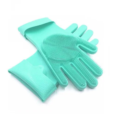 Dishwashing Cleaning Gloves Household Sponge Scrubber Magic Silicone Rubber Dish Washing Gloves Kitchen Cleaning Tools