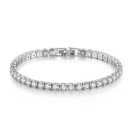 Lihong-Pulseira De Prata Esterlina Para Mulheres, Bola De Tênis De Zircônia, Charme De Noivado Simples, Jóias De Casamento, Moda, S925, 4mm, 16-20cm