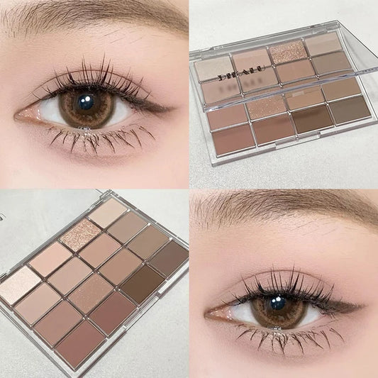 DIKALU - Paleta de sombras de ojos coreanas de baja saturación, 16 colores, alto nivel de apariencia, control mate, cobertura natural de tonos tierra rosados