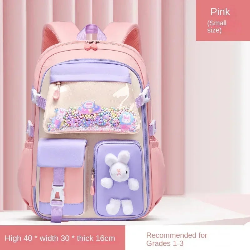 Mochila escolar ligera Kawaii para niñas de primaria 2025, impermeable, colorida, de viaje, ideal como regalo.