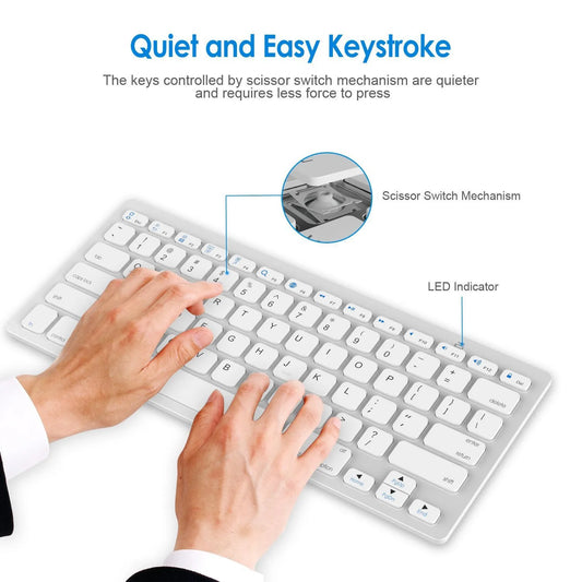 Teclado inalámbrico ultrafino de 78 teclas compatible con Bluetooth para iPad Air, iPad mini, Mac, PC y MacBook.