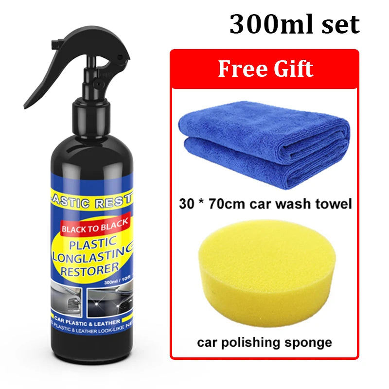 Restaurador de plástico para carro, produtos de limpeza de carro com brilho preto, restauração de couro plástico, polimento automático e reparo, renovador de revestimento