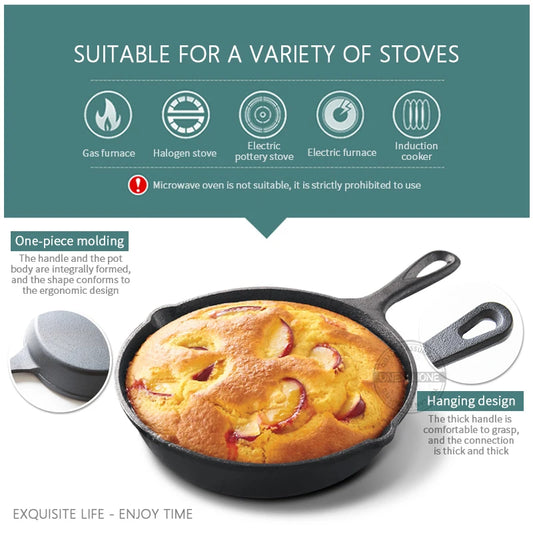 14/16/20cm Cast Iron Frying Pan,Non-stick Skillet Kitchen Fry Pot,Breakfast Pan Omelette pancake pan,Induction Cooking Cookware