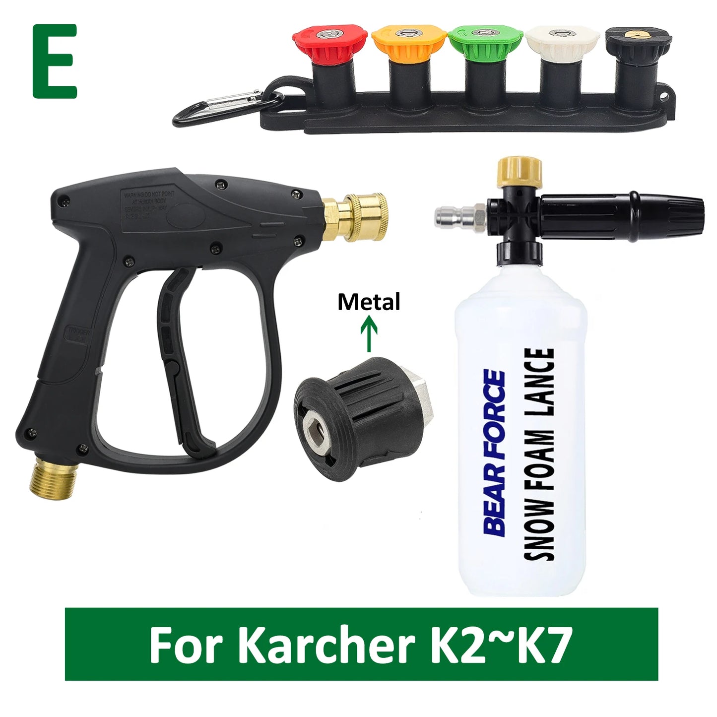 Pistola de agua para hidrolavadora para limpieza de automóviles Conector de manguera para Karcher Nilfisk Parkside Bocsh Boquillas de conexión rápida