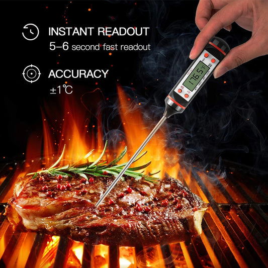 Termómetro digital profesional de cocina para barbacoa, agua, aceite, carne, alimentos, sonda de acero inoxidable 304.