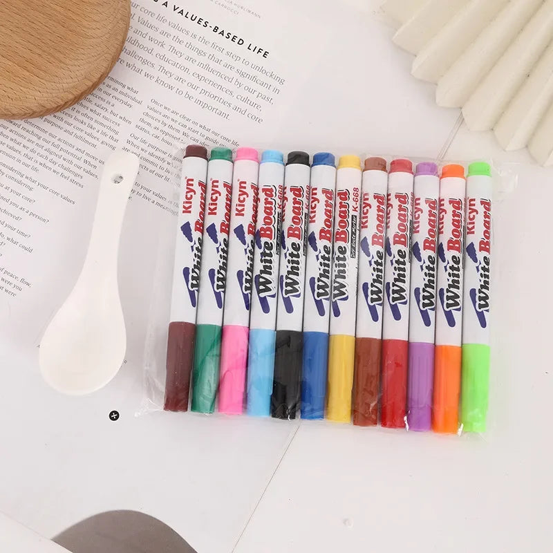 Montessori Magical Water Floating Student Painting Brush Whiteboard Markers Pen Suspension Kids Educational Painting Pen Toys